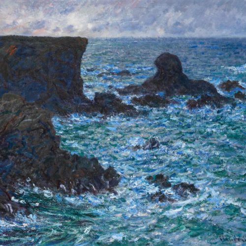 Rocks at Port-Coton, Lion Rock painted by Claude Monet